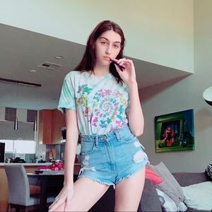 Denim high waisted shorts